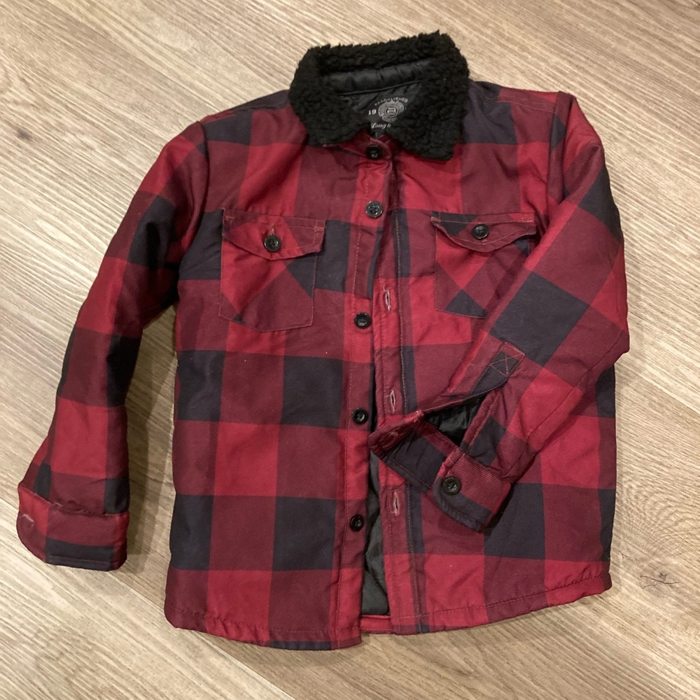 Boys Jacket Buffalo David Bitton Red and Black Button Down Shirt